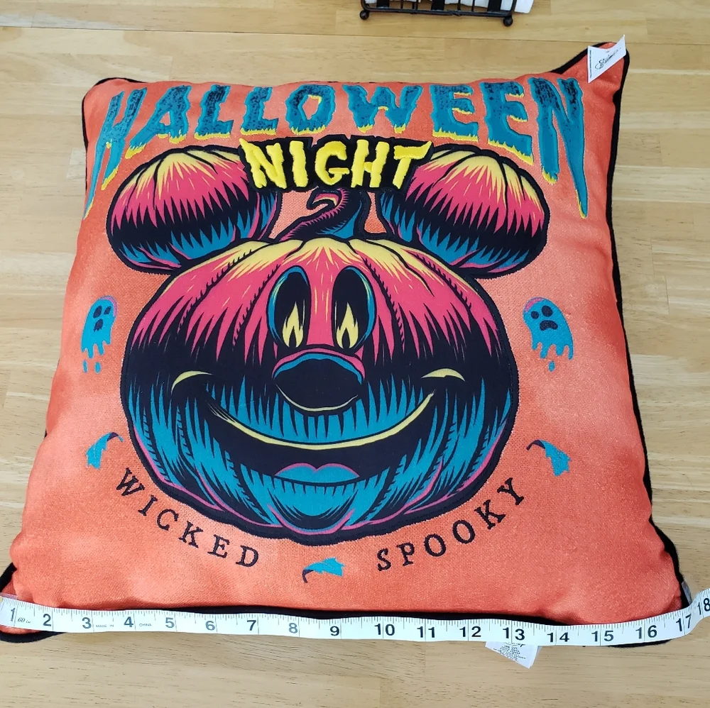 Disney Mickey Mouse Halloween Jack-o'-Lantern Pillow NWT